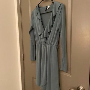 H&M Divided Slate Green Ruffle Dress 8